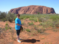 Ayres Rock in our face - Fiona was not impressed!